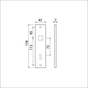 Ami 178/43 kortschild aluminium sleutelgat SLG 72 F1 212004