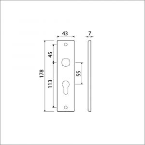 Ami 178/43 kortschild aluminium profielcilinder PC 55 F1 212013