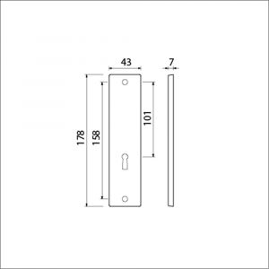 Ami 178/43 kortschild aluminium zonder krukgat sleutelgat SLG 56 F1 212032