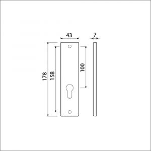 Ami 178/43 kortschild aluminium zonder krukgat profielcilinder PC 55 F1 212043