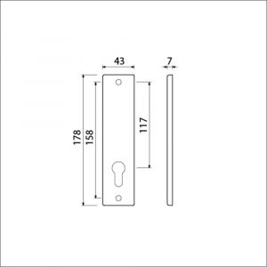 Ami 178/43 kortschild aluminium zonder krukgat profielcilinder PC 72 F1 212046