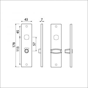 Ami 178/43 kortschild aluminium toilet- en badkamersluiting WC 5/57 mm F1 212094