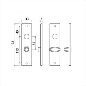 Ami 178/43 kortschild aluminium toilet- en badkamersluiting WC 8/55 mm F1 212095