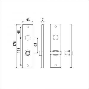 Ami 178/43 kortschild aluminium toilet- en badkamersluiting WC 8/63 mm F1 212096