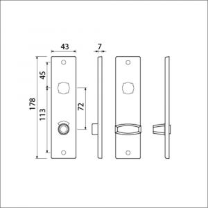 Ami 178/43 kortschild aluminium toilet- en badkamersluiting WC 8/72 mm F1 212097