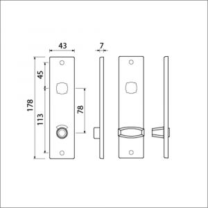 Ami 178/43 kortschild aluminium toilet- en badkamersluiting WC 8/78 mm F1 212098