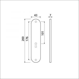 Ami 200/1/7 langschild aluminium zonder krukgat sleutelgat SLG 56 F1 212132