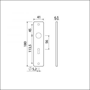 Ami 180/41 RH kortschild aluminium rondhoek sleutelgat SLG 56 F1 212202