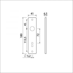 Ami 180/41 RH kortschild aluminium rondhoek sleutelgat SLG 72 F1 212204