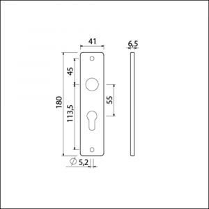 Ami 180/41 RH kortschild aluminium rondhoek profielcilinder PC 55 F1 212213