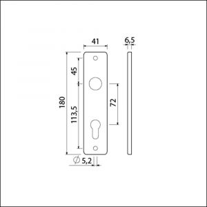 Ami 180/41 RH kortschild aluminium rondhoek profielcilinder PC 72 F1 212216