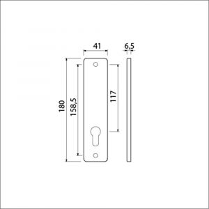 Ami 180/41 RH kortschild aluminium rondhoek zonder krukgat profielcilinder PC 72 F1 212246