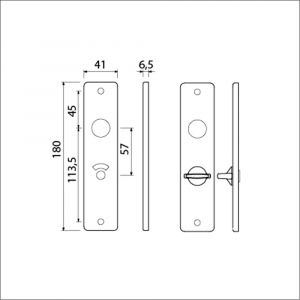 Ami 180/41 RH kortschild aluminium rondhoek toilet- en badkamersluiting WC 5/57 mm F1 212261