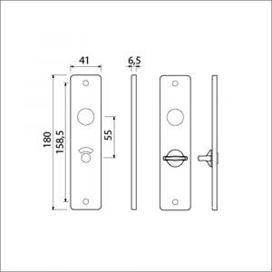 Ami 180/41 RH kortschild aluminium rondhoek toilet- en badkamersluiting WC 8/55 mm F1 212265