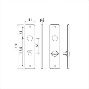 Ami 180/41 RH kortschild aluminium rondhoek toilet- en badkamersluiting WC 8/63 mm F1 212266