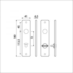 Ami 180/41 RH kortschild aluminium rondhoek toilet- en badkamersluiting WC 8/72 mm F1 212267