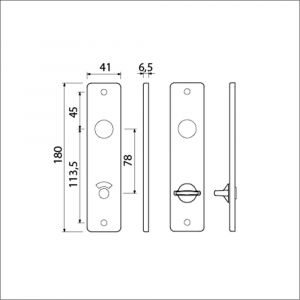 Ami 180/41 RH kortschild aluminium rondhoek toilet- en badkamersluiting WC 8/78 mm F1 212268