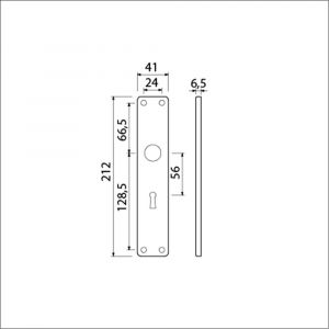 Ami 212/41 RH langschild aluminium rondhoek sleutelgat SLG 56 F1 213102