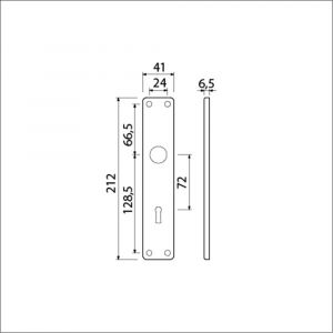 Ami 212/41 RH langschild aluminium rondhoek sleutelgat SLG 72 F1 213104