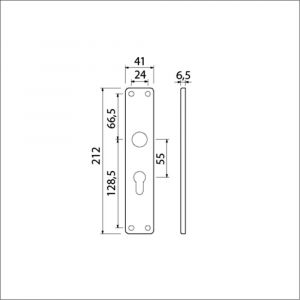 Ami 212/41 RH langschild aluminium rondhoek profielcilinder PC 55 F1 213113