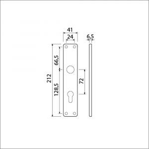 Ami 212/41 RH langschild aluminium rondhoek profielcilinder PC 72 F1 213116