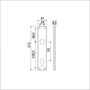 Ami 212/41 RH langschild aluminium rondhoek profielcilinder PC 92 F1 213119