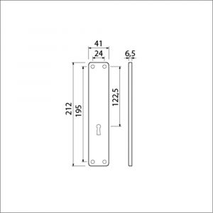 Ami 212/41 RH langschild aluminium rondhoek zonder krukgat sleutelgat SLG 56 F1 213132