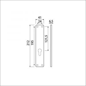 Ami 212/41 RH langschild aluminium rondhoek zonder krukgat profielcilinder PC 55 F1 213143