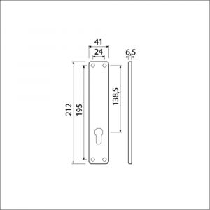 Ami 212/41 RH langschild aluminium rondhoek zonder krukgat profielcilinder PC 72 F1 213146