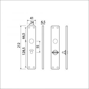 Ami 212/41 RH langschild aluminium rondhoek toilet- en badkamersluiting WC 8/55 mm F1 213165