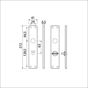 Ami 212/41 RH langschild aluminium rondhoek toilet- en badkamersluiting WC 8/63 mm F1 213166