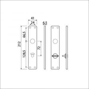 Ami 212/41 RH langschild aluminium rondhoek toilet- en badkamersluiting WC 8/72 mm F1 213167