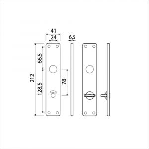 Ami 212/41 RH langschild aluminium rondhoek toilet- en badkamersluiting WC 8/78 mm F1 213168