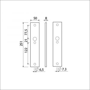 Ami 251/50/8 langschild aluminium blind F1 R6,5/R7,3 215100