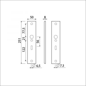 Ami 251/50/8 langschild aluminium sleutelgat SLG 56 F1 R6,5/R7,3 215102