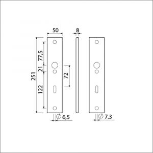 Ami 251/50/8 langschild aluminium sleutelgat SLG 72 F1 R6,5/R7,3 215104