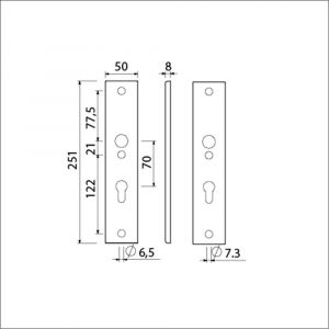 Ami 251/50/8 langschild aluminium profielcilinder PC 70 F1 R6,5/R7,3 215115