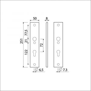 Ami 251/50/8 langschild aluminium profielcilinder PC 72 F1 R6,5/R7,3 215116