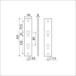 Ami 251/50/8 langschild aluminium profielcilinder PC 85 F1 R6,5/R7,3 215117