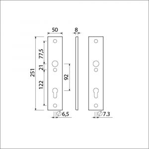 Ami 251/50/8 langschild aluminium profielcilinder PC 92 F1 R6,5/R7,3 215119