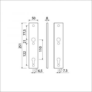 Ami 251/50/8 langschild aluminium profielcilinder PC 110 F1 R6,5/R7,3 215121