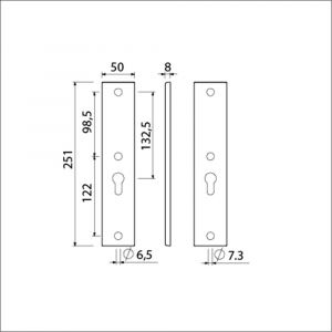 Ami 251/50/8 langschild aluminium zonder krukgat profielcilinder PC 55 F1 R6,5/R7,3 215144