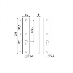 Ami 251/50/8 langschild aluminium zonder krukgat profielcilinder PC 72 F1 R6,5/R7,3 215146