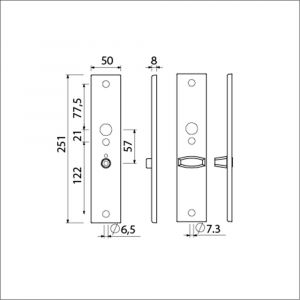 Ami 251/50/8 langschild aluminium toilet- en badkamersluiting WC 5x57 mm F1 R6,5/R7,3 215194