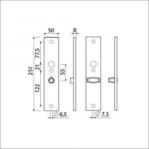 Ami 251/50/8 langschild aluminium toilet- en badkamersluiting WC 8/55 mm F1 R6,5/R7,3 215195