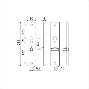 Ami 251/50/8 langschild aluminium toilet- en badkamersluiting WC 8x63 mm F1 R6,5/R7,3 215196