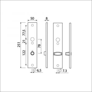 Ami 251/50/8 langschild aluminium toilet- en badkamersluiting WC 8x78 mm F1 R6,5/R7,3 215198