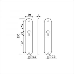 Ami 250/50/8/1 langschild aluminium blind F1 R6,5/R7,3 215300