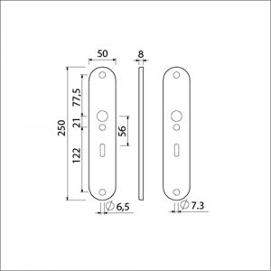 Ami 250/50/8/1 langschild aluminium sleutelgat SLG 56 F1 R6,5/R7,3 215302