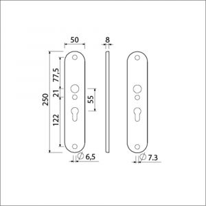 Ami 250/50/8/1 langschild aluminium profielcilinder PC 55 F1 R6,5/R7,3 215313